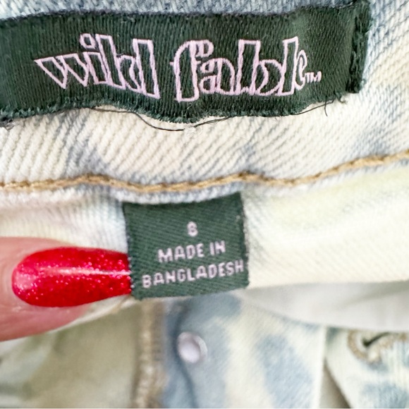 👀 311. Wild Fable 90s High Rise Straight Jeans Sz 8 – Green Acid Wash Retro Look - Picture 7 of 9